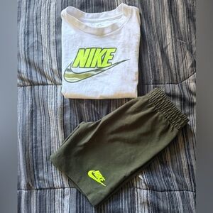 (SOLD)Nike White Tee and Olive Green Shorts Set